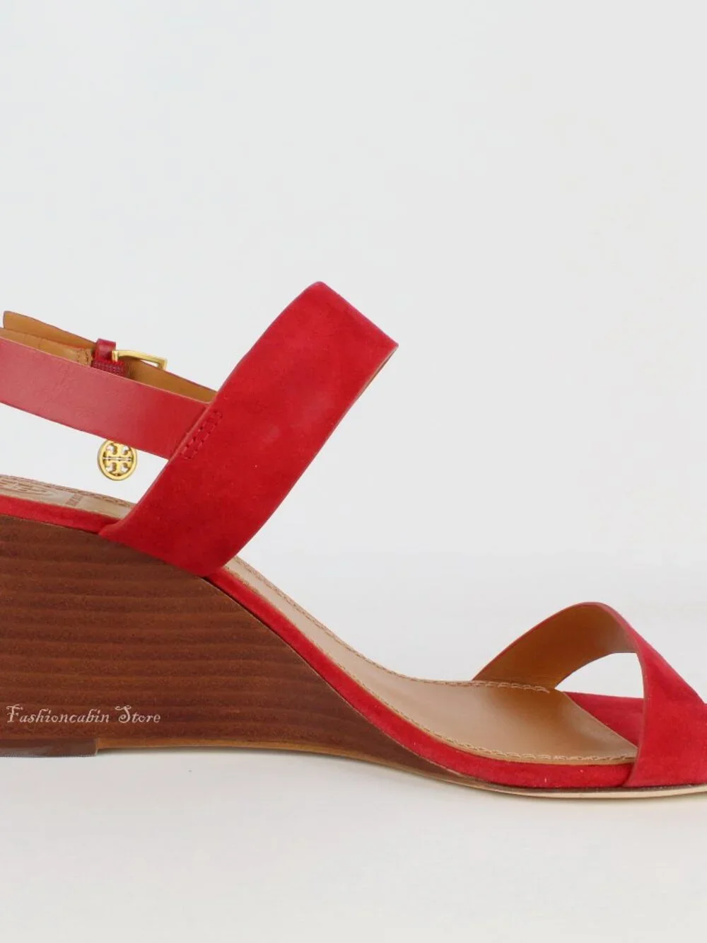 NEW Tory Burch Mini Benton Suede Leather Wedge Sandals Red Apple US 8.5